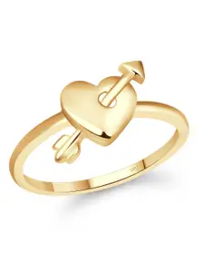 Vighnaharta Gold-Plated Heart Finger Ring With Rose Box