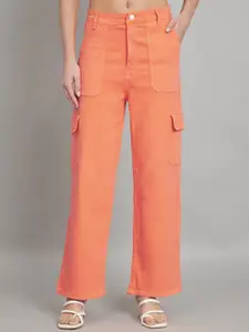 BAESD Women Jean Relaxed Fit High-Rise Clean Look Cotton Cargo Jeans