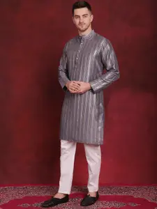 Anouk Striped Regular Cotton Kurta With Pyjamas