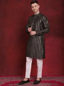 Anouk Striped Printed Regular Straight Kurta with Pyjamas