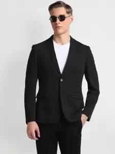 Arrow Notched Lapel Long Sleeves Slim-Fit Single Breasted Blazer