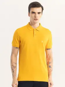 Snitch Yellow Polo Collar Slim Fit Cotton T-shirt