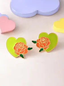 Voylla Gold Plated Heart Shaped Studs