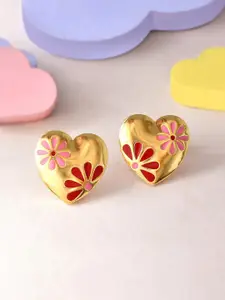 Voylla Gold Plated Heart Shaped Studs