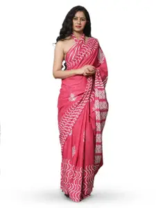 JALTHER Abstract Block Print Pure Cotton Saree