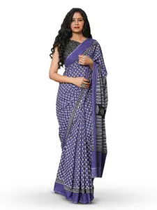 JALTHER Ethnic Motifs Block Print Pure Cotton Saree