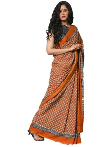 JALTHER Ethnic Motifs Block Print Pure Cotton Saree