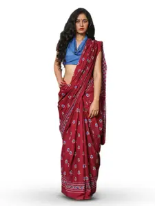 JALTHER Ethnic Motifs Block Print Pure Cotton Saree