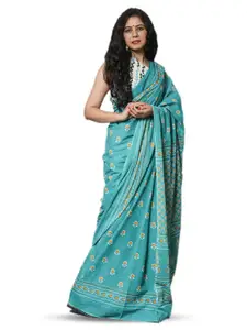JALTHER Ethnic Motifs Pure Cotton Block Print Saree