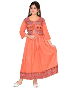 BAESD Girls Floral Printed Tie-Up Neck Maxi Dress