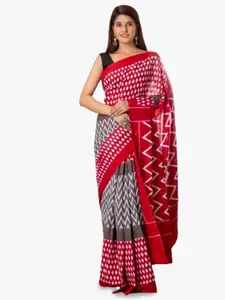 JALTHER Geometric Pure Cotton Block Print Saree