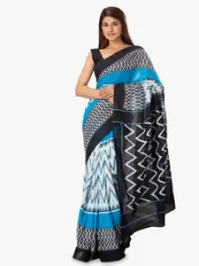 JALTHER Geometric Block Print Pure Cotton Saree