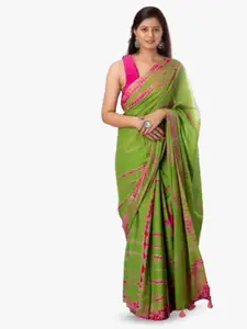 JALTHER Tie and Dye Pure Cotton Block Print Saree