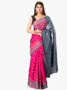 JALTHER Tie and Dye Pure Cotton Block Print Saree
