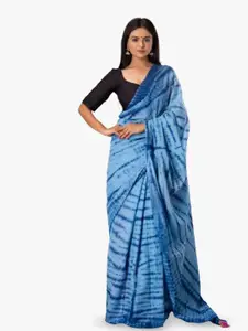 JALTHER Ombre Pure Cotton Block Print Saree
