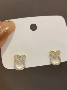 VAGHBHATT Gold-Plated Stone Studded Geometric Studs Earrings