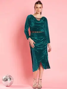 Antheaa Green Sheath Midi Dress