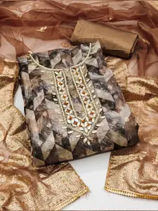 KALINI Embellished Organza Unstitched Dress Material