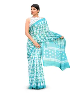 JALTHER Ethnic Motifs Block Print Pure Cotton Saree
