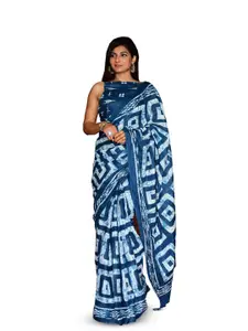 JALTHER Geometric Pure Cotton Block Print Saree