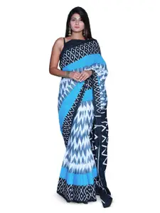 JALTHER Geometric Pure Cotton Block Print Saree