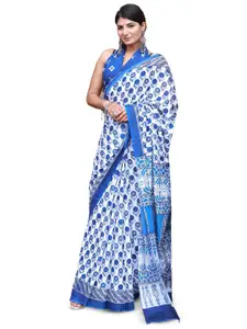 JALTHER Floral Block Print Pure Cotton Saree