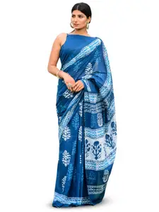JALTHER Ethnic Motifs Block Print Pure Cotton Saree
