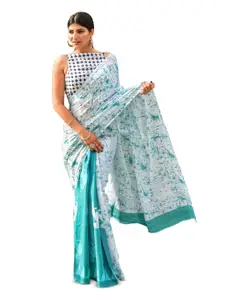 JALTHER Tie and Dye Pure Cotton Block Print Saree