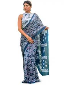 JALTHER Ethnic Motifs Pure Cotton Block Print Saree