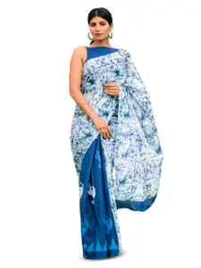 JALTHER Abstract Pure Cotton Block Print Saree