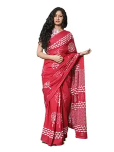 JALTHER Abstract Block Print Pure Cotton Saree