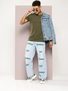 Kook N Keech Men Straight Fit Light Fade Pure Cotton Embroidered Jeans