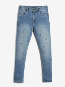 LilPicks Girls Printed Jean Clean Look Heavy Fade Cotton Jeans