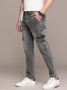 WROGN Men Heavy Fade Cargo Fit Stretchable Jeans