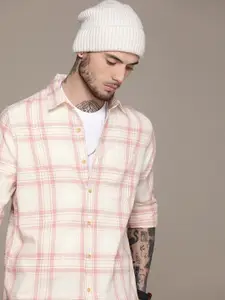 WROGN Pure Cotton Slim Fit Checked Casual Shirt