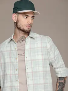 WROGN Pure Cotton Slim Fit Opaque Checked Casual Shirt