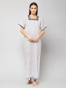 Winza Designer Floral Printed Cotton Maxi Nightdress