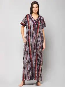 Winza Designer Striped Maxi Nightdress