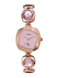 Timex Women Brass Dial & Bracelet Style Straps Analogue Watch TWEL15006