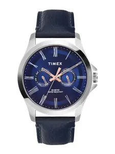 Timex Men Brass Dial & Leather Straps Analogue Watch TW000X132