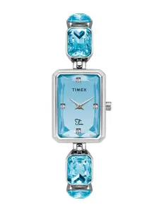 Timex Women Blue Brass Dial & Silver Toned Bracelet Style Straps Analogue Watch TWEL16904