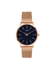 Timex Women Gold Toned Stainless Steel Bracelet Style Straps Analogue Watch