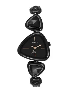 Timex Women Brass Dial & Black Bracelet Style Straps Analogue Watch TWEL17701