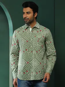 AKS Bandhani Printed Opaque Cotton Casual Shirt