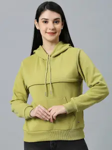 True Shape Women Olive Green Hooded Sweatshirt