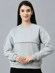 True Shape Women Grey Printed Sweatshirt