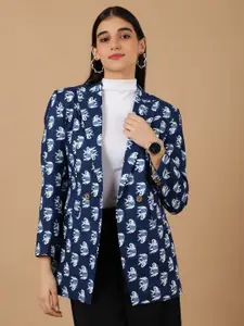 INDOPHILIA Ethnic Motifs Printed Cotton Single Breasted Blazer