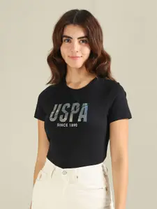 U.S. Polo Assn. Women Typography Printed Pure Cotton T-Shirt