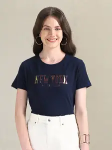 U.S. Polo Assn. Women Typography Printed Pure Cotton T-Shirt