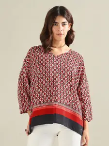 U.S. Polo Assn. Women Geometric Printed V-Neck Top